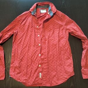 Express Slim Button-Down Long-Sleeve Shirt Soft-Wash Red Mens Medium